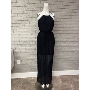 BCBGENERATION Women Black Accordion Pleat Halter Maxi Dress Size 0